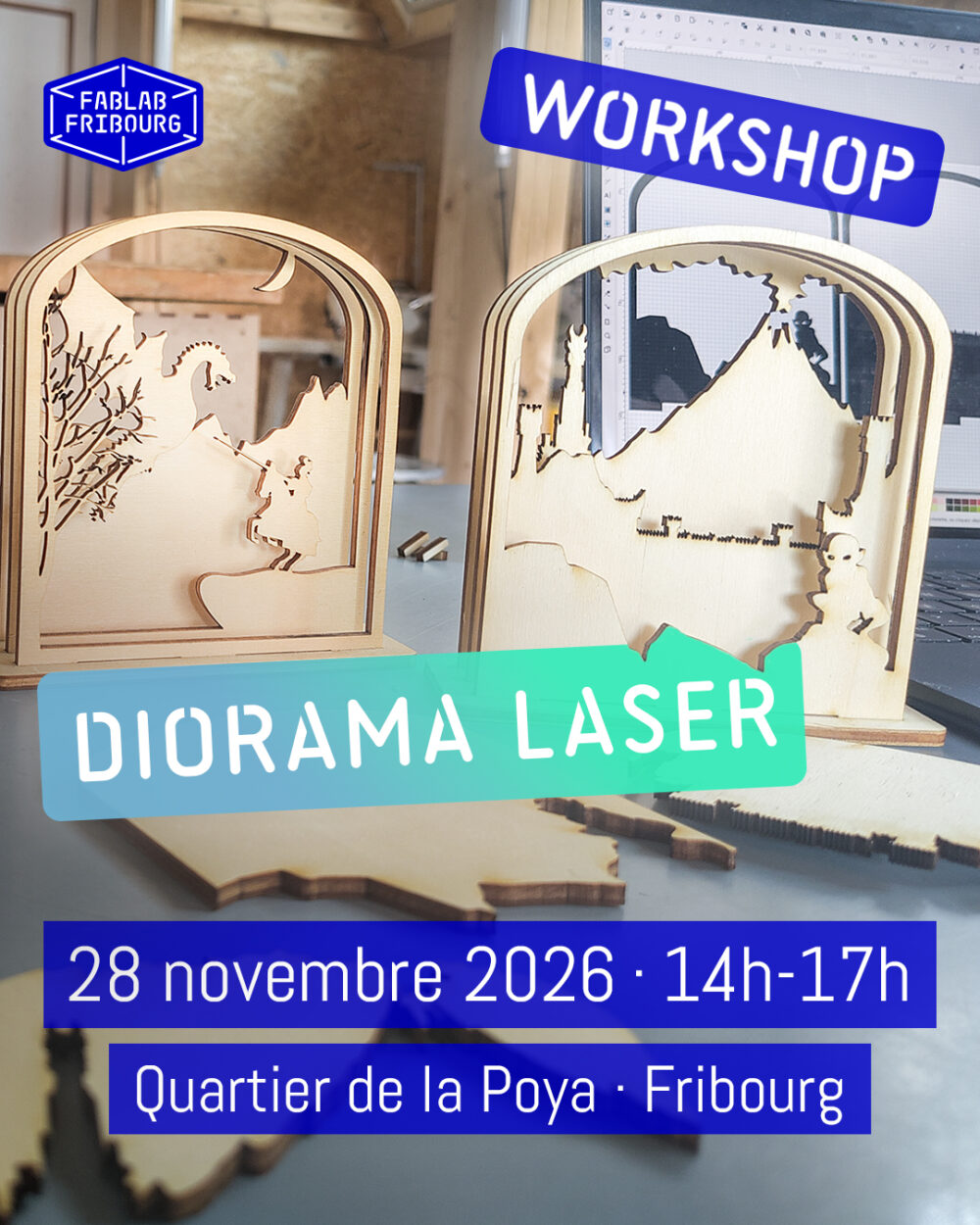 Atelier diorama laser au Fablab Fribourg