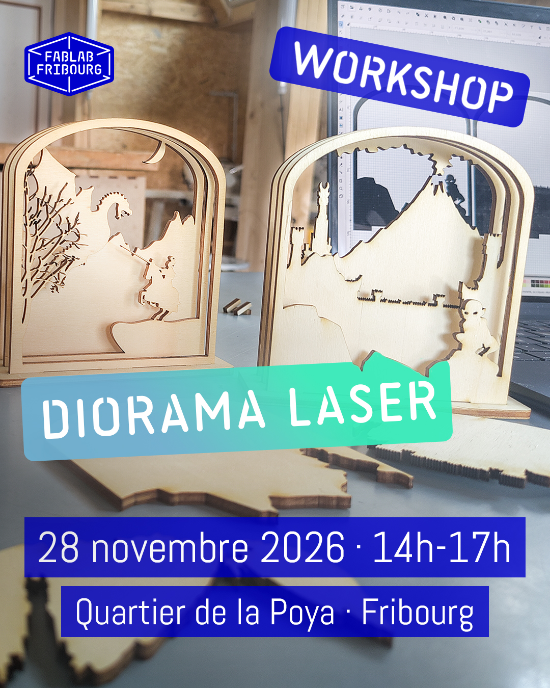 Atelier diorama laser au Fablab Fribourg