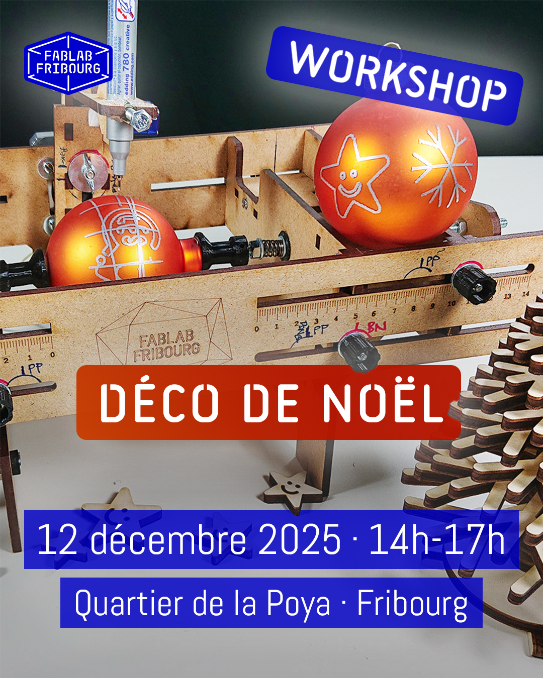 Atelier décoration de Noël au Fablab Fribourg
